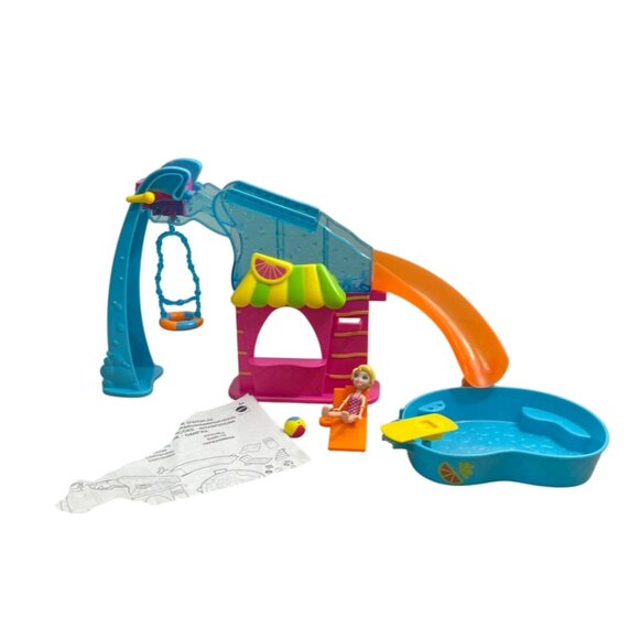 Vtg Polly Pocket Flip n Swim Pool Party Playset Swing Diving Color Changing Doll - Picture 1 of 8